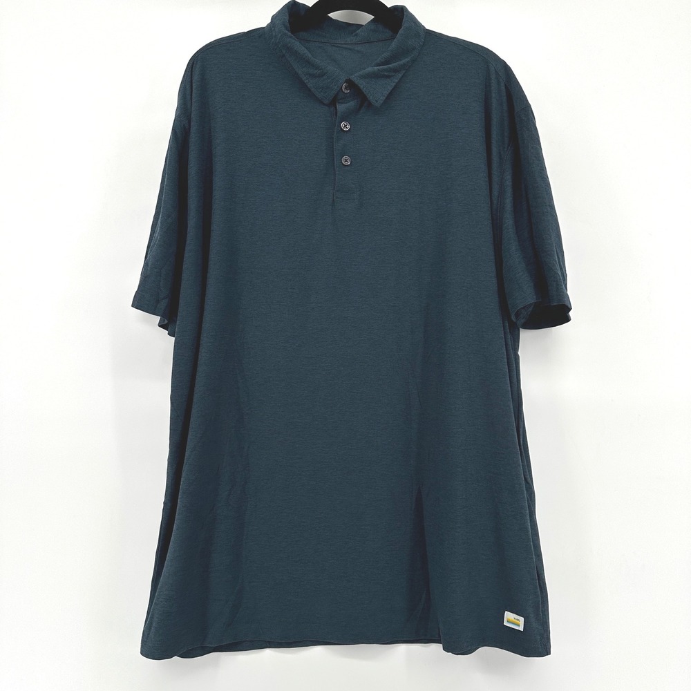 Vuori Mens Short Sleeve Performance Polo Shirt Heathered Dark Blue Gray XL